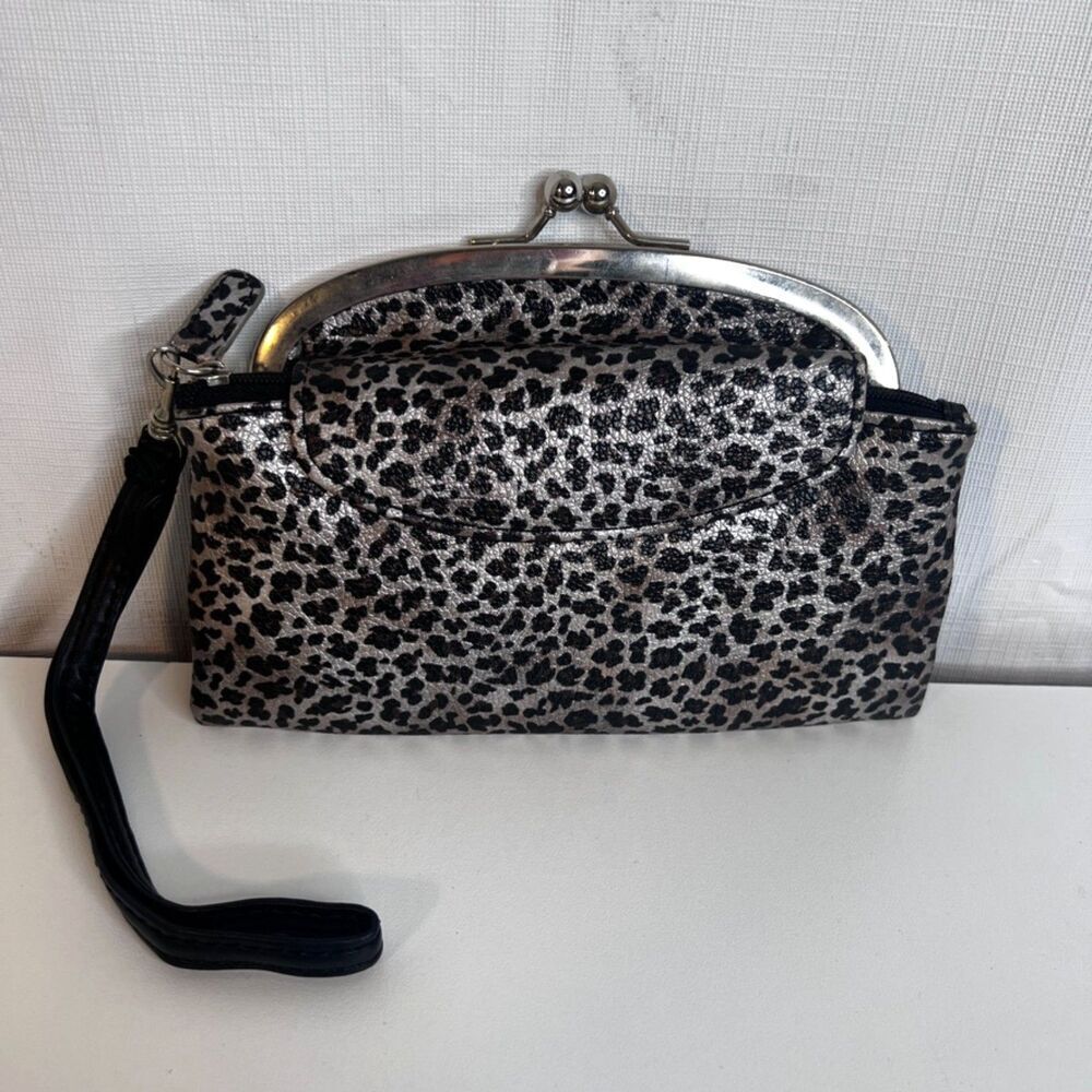 Mirror‎ Mirror VTG Kiss Clasp Wristlet Wallet Change Purse Clutch Animal Print